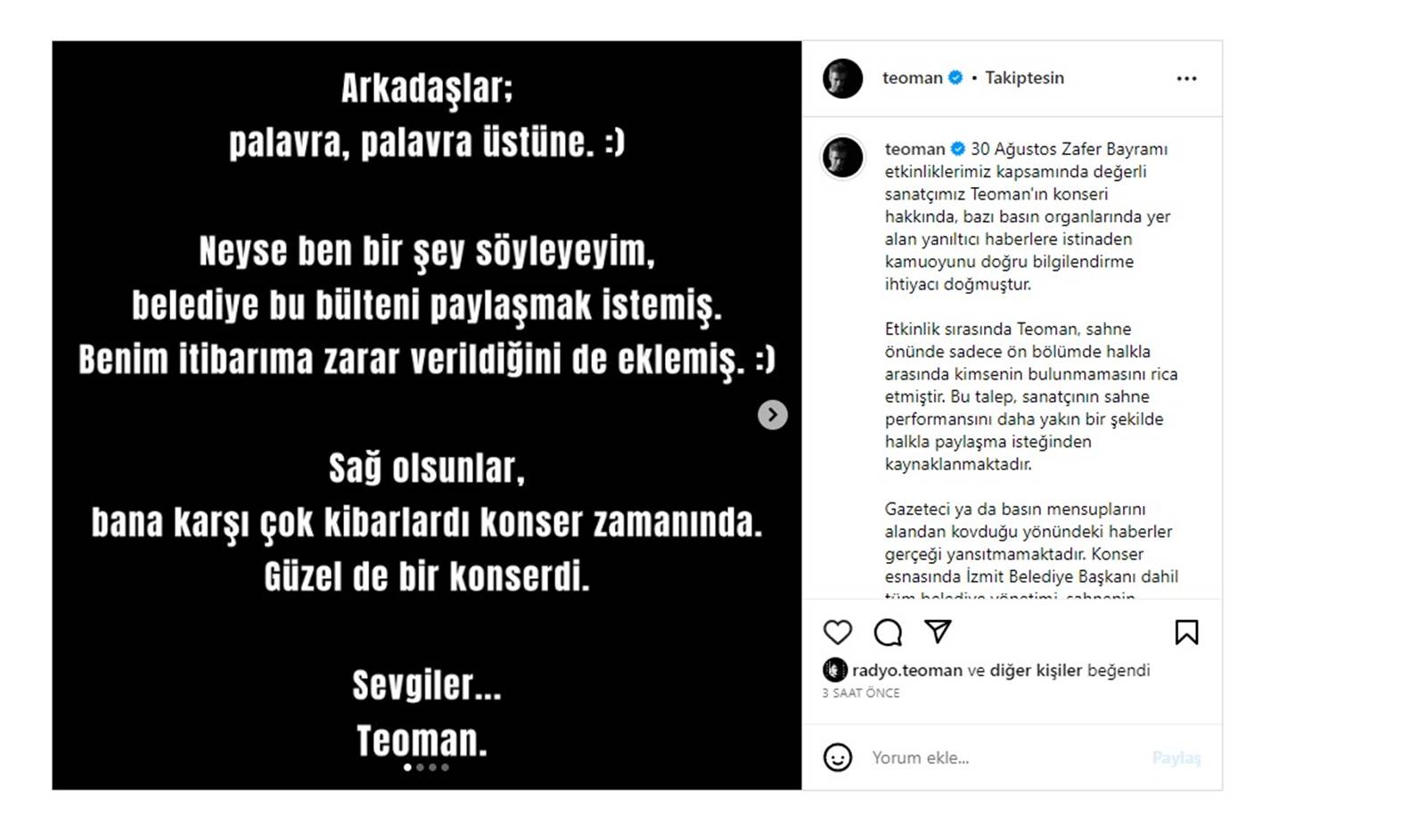 Teoman'dan basın mensuplarını alandan kovduğu iddiasına yanıt