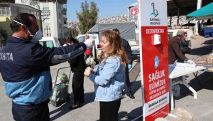 Bayraklı zabıtasından pazar yerlerinde corona denetimi