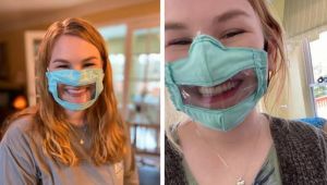 Genç öğrenci, işitme engelliler için maske üretiyor