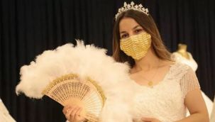 Gelinler için altın işlemeli maske!