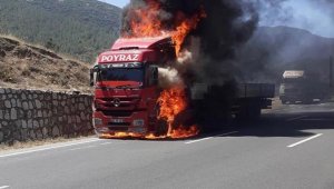 İzmir'de seyir halindeki tır alev topuna döndü