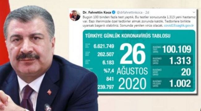 Bakan Koca vaka sayılarını açıkladı! Test sayılarında dikkat çeken artış