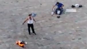İzmir Büyükşehir belediyesi önünde benzinli, bıçaklı eylem!