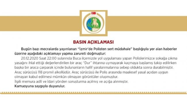 İzmir Valiliğinden polis tarafından vatandaşa darp iddialarına yönelik açıklama