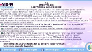 İngiltere'den İzmir'e gelen kişiler 14 gün karantinaya alınacak