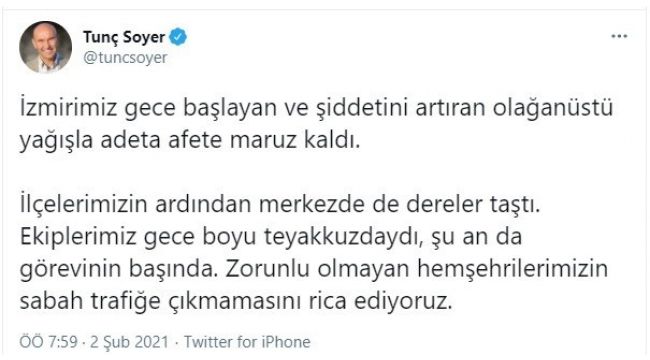 İzmir'de aşırı yağışlarla ilgili son dakika açıklaması
