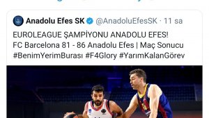 İzmir kulüplerinden Anadolu Efes'e tebrik