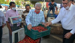 Ödemiş'te erik- kiraz toptan pazarı açıldı