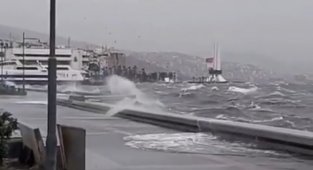 İzmir'de deniz taştı: O anlar böyle görüntülendi