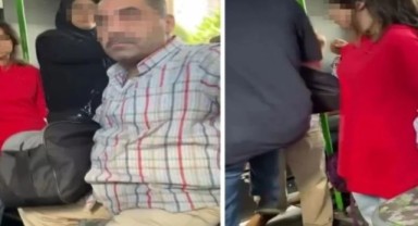 Tepki çeken anlar! Otobüste kadına hakaret etti
