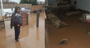 Mardin'de yağmur etkili oldu, ilkokulu ve evleri su bastı