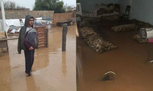 Mardin'de yağmur etkili oldu, ilkokulu ve evleri su bastı