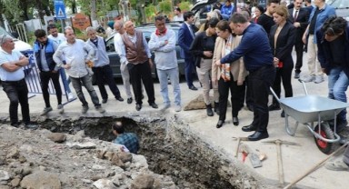 Doğal gaz kazısında tarihi sütun parçaları bulundu