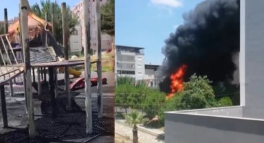 Buca'da vandallar iş başında! Çocuk parkını yaktılar...