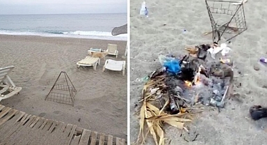 Antalya'da caretta caretta yuvasının kafesini kaydırıp yuva üzerinde mangal yaptılar