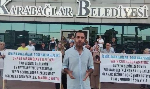 Karabağlar TOKİ'de hak sahiplerinden eylem: Belediye önünde çadır kurarız!