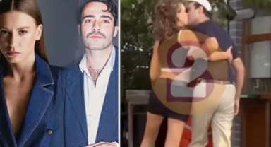 Serenay Sarıkaya ve Mert Demir dudak dudağa sobelendi
