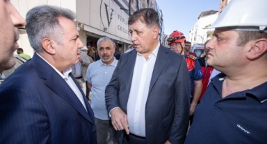 Başkan Tugay patlamanın yaşandığı bölgede inceleme yaptı, yaralıları ziyaret etti