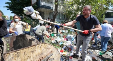 Başkan Görkem Duman vatandaşlarla çöp topladı