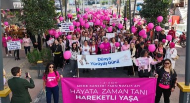 Menemenli kadınlar kansere karşı farkındalık için yürüdü